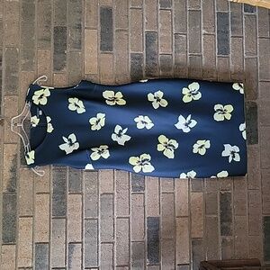 NWOT, Tommy Hilfiger navy and yellow floral scuba shealth dress, size 8